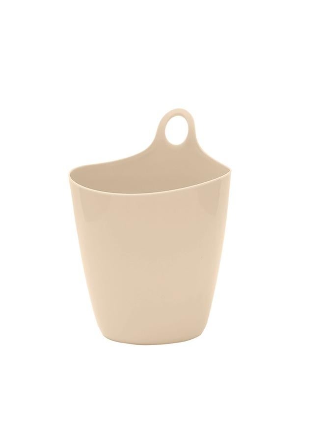 NIBEMINENT Small Hanging Trash Can Hangable Desktop Trashcan Student Desk Pen Holder Wall Mounted Mini Small Storage Bucket Beige  - Image 2