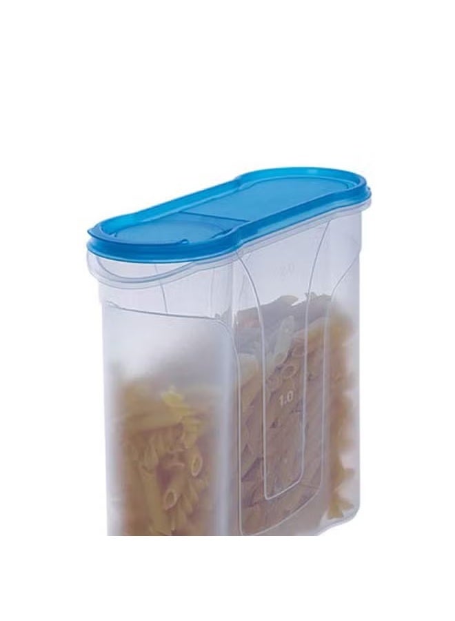 Pour Box with Sieve Clear/Blue 28x12x28cm – Easy-Pour Storage Container Pack of 2