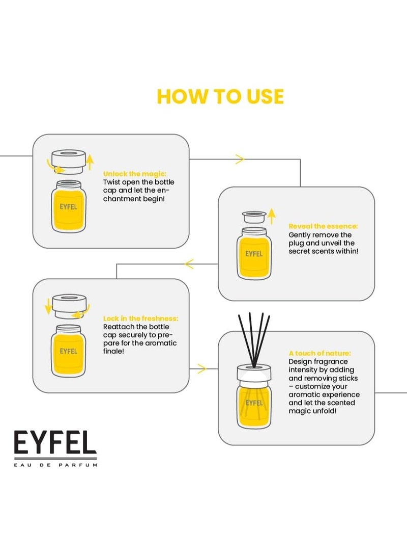 EYFEL Vanilla Reed Diffuser Set – 120ML Premium Long-Lasting Fragrance with Elegant Diffuser Sticks for Bathrooms, Living Spaces, Offices, Shops & Showrooms  - Image 3