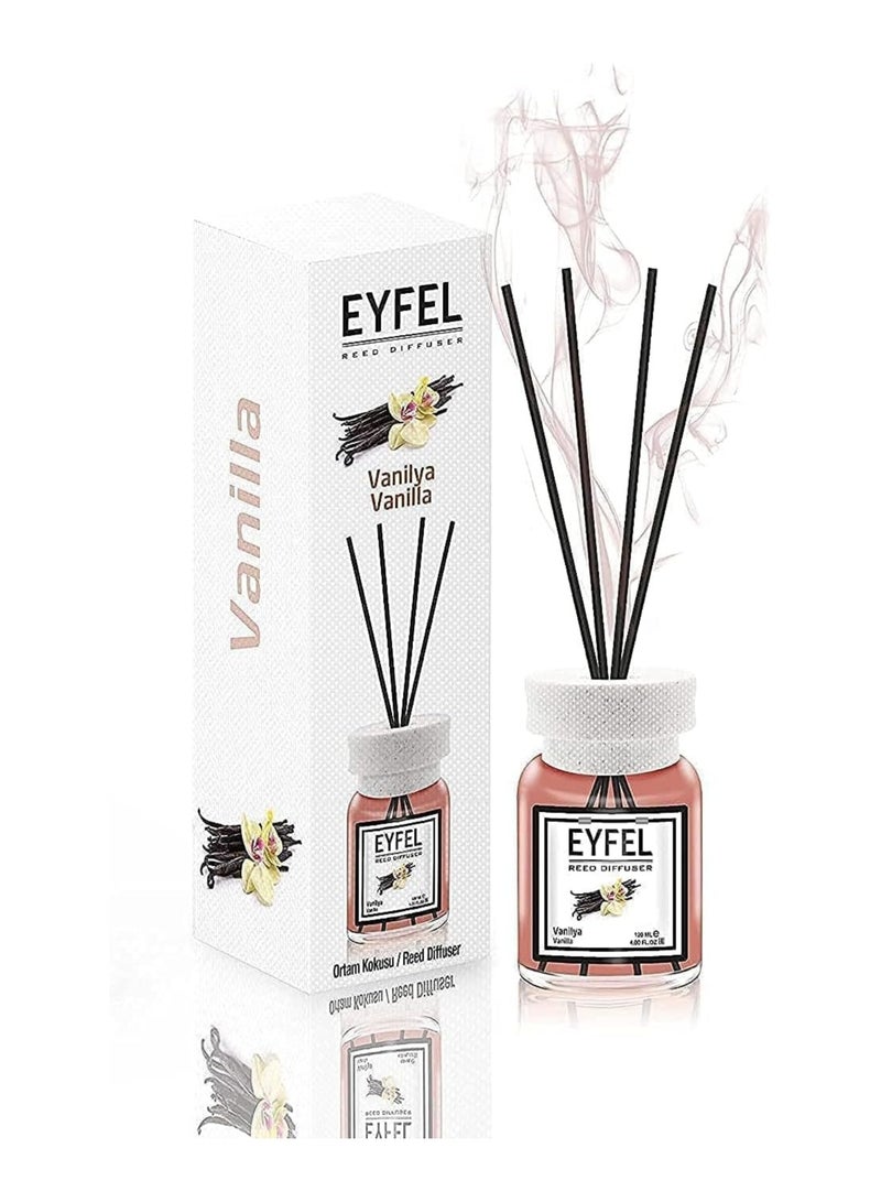 EYFEL Vanilla Reed Diffuser Set – 120ML Premium Long-Lasting Fragrance with Elegant Diffuser Sticks for Bathrooms, Living Spaces, Offices, Shops & Showrooms  - Image 1