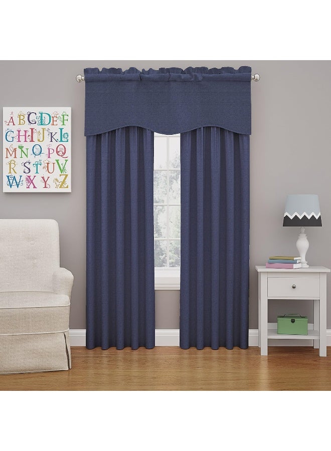 ECLIPSE Kendall Modern Scalloped Valance Rod Pocket Window Curtain for Kitchen or Bathroom 42 x 18 Denim - Image 4