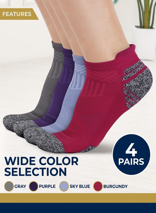Pembrook Ankle Compression Socks for Women & Men - 4 Pairs | Men's Sports Compression Socks | Support Socks for Men | Low Cut Compression Socks Women | Pink, Purple, Grey, Blu - Image 5