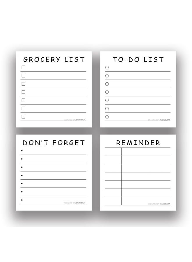 Rainbam Simple 4 Pack/200 Sheets 3x3 inch Self-Sticking Note Papers set, High-Adhesive Productivity Planner Pads for Time Management, Retro Daily Task Notes for Journal Office Home, Bulk Retro Stationery Gift - Image 1