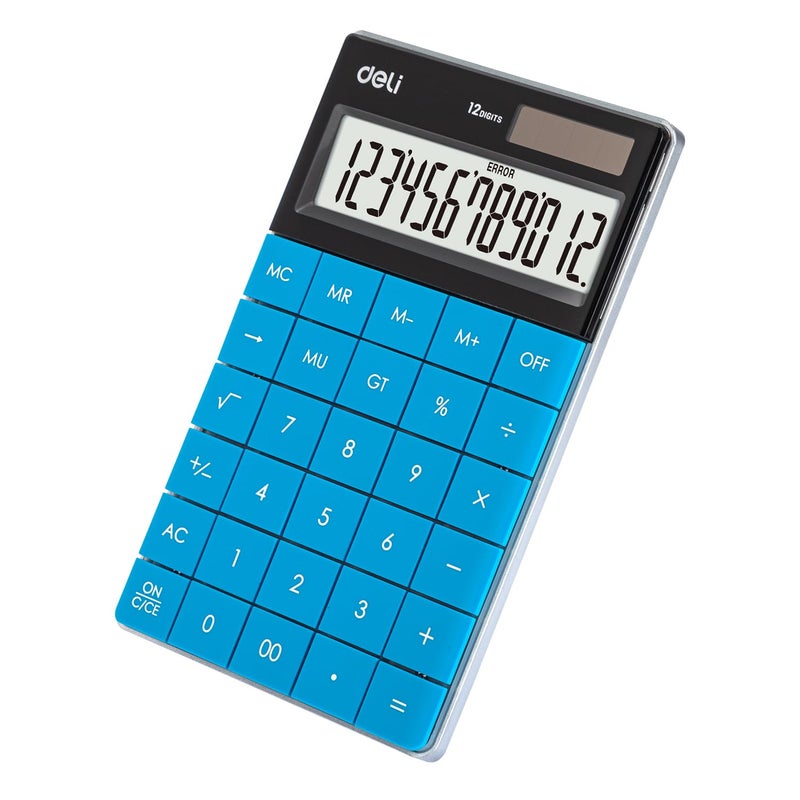Deli W1589 12 Digit Big Size Calculator with GT Function and Compact Large Display - 3 Years Warranty | Blue - Image 2