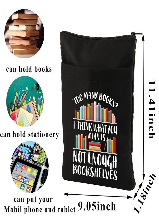 PLITI Bookworm Book Sleeve Book Lover Book Bag Book Club Gift Literary Book Theme Book Protector Bookish Gift (Enough Bookshelves BSBL) - Image 2