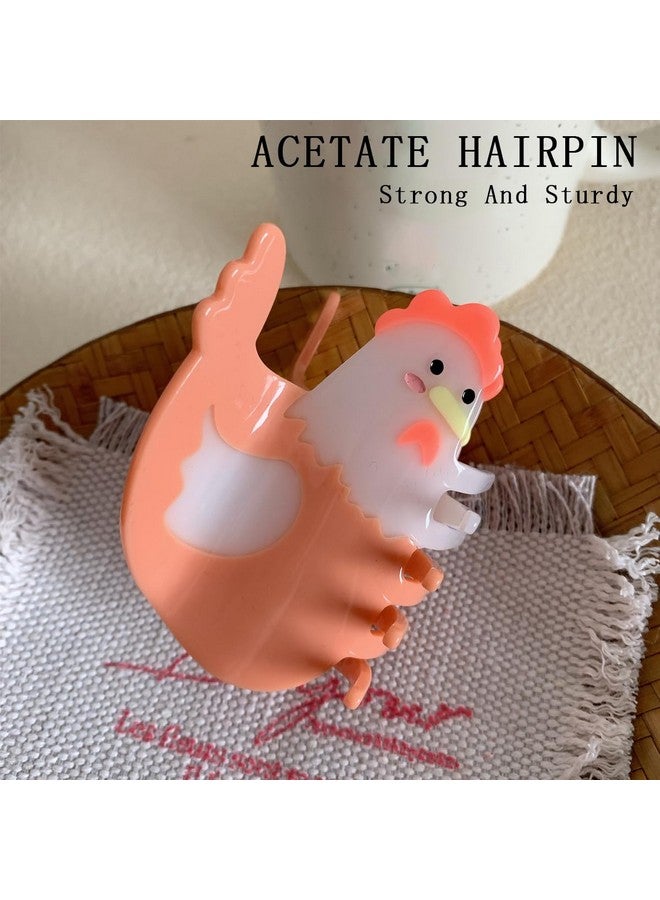 KuuGuu Chicken Claw Hair Clip, Korean Super Cute Animal Hair Clip Acetate Acid Anti-Slip Design Cartoon Barrettes 2024 New Interesting Big Hairpin For Women Girs Hair Accessories （1 Pcs-Chicken） - Image 2