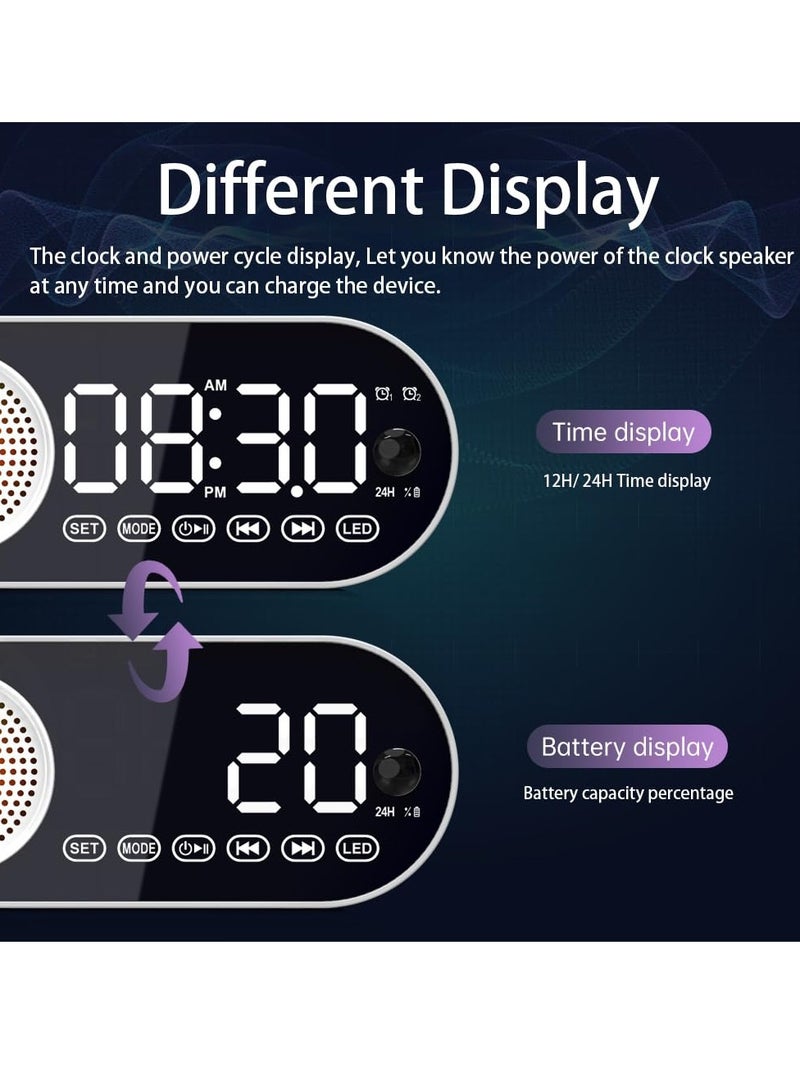 SYOSI Digital Alarm Clock Bluetooth Speaker Large LED Display Multi function Alarm Clock for Bedroom with Human Body Sensing Bluetooth 5.0 Speaker Rechargeable 1200mAh Battery TF Card Support FM - Image 3