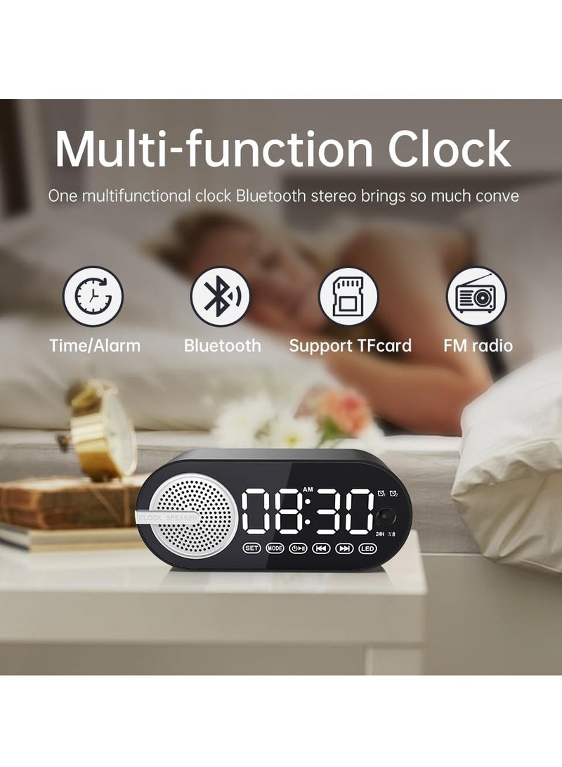SYOSI Digital Alarm Clock Bluetooth Speaker Large LED Display Multi function Alarm Clock for Bedroom with Human Body Sensing Bluetooth 5.0 Speaker Rechargeable 1200mAh Battery TF Card Support FM - Image 4