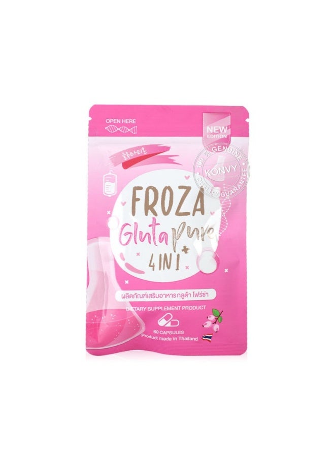 Froza Froza Gluta Pure 4-in-1 Glutathione Capsules | 60 Capsules | Skin Glow, Nails & Hair Strength, Joint Health, Sleep Support | CoQ10, Vitamin C, ALA - Image 1
