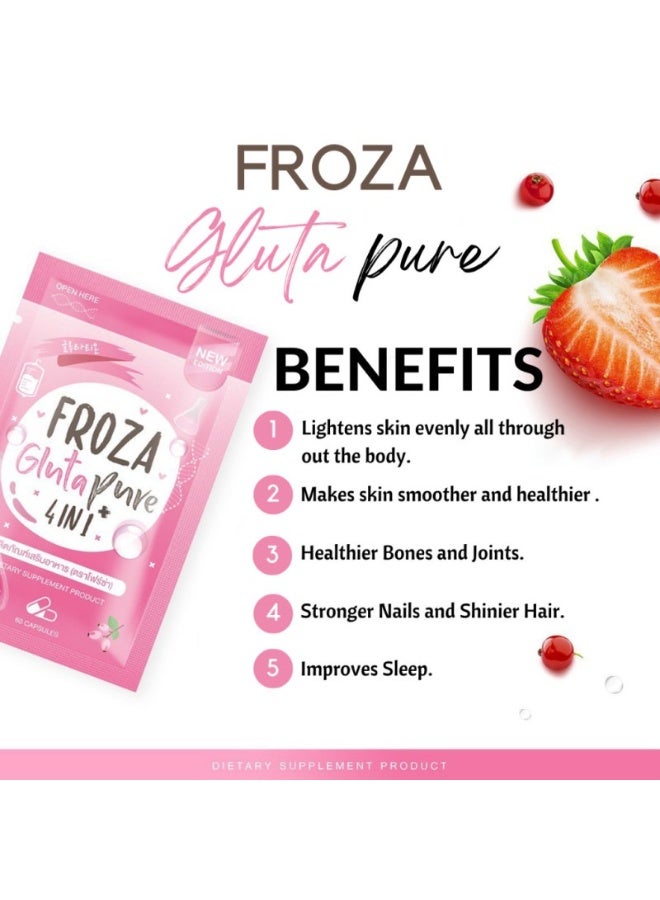 Froza Froza Gluta Pure 4-in-1 Glutathione Capsules | 60 Capsules | Skin Glow, Nails & Hair Strength, Joint Health, Sleep Support | CoQ10, Vitamin C, ALA - Image 4