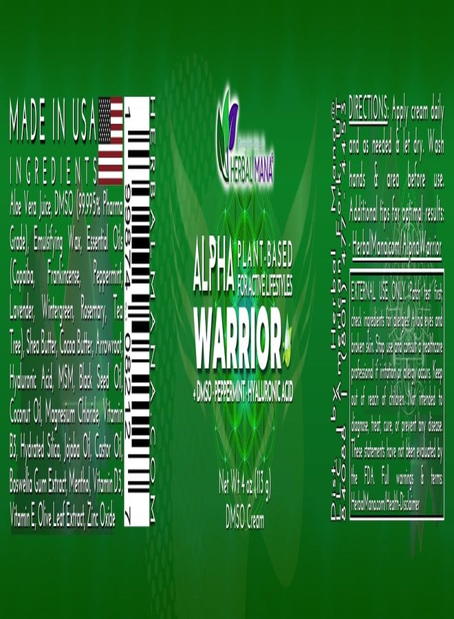 Herbal Mana Alpha Warrior | Cooling, Fast-Absorbing DMSO Body Cream - Image 2