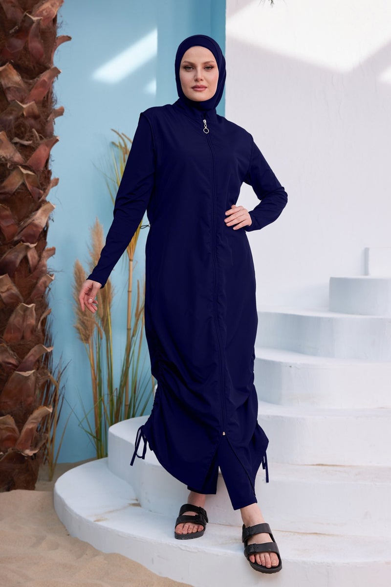 Remsa Mayo Remsa Swimsuit Remsa Design Full Covered Hijab Swimsuit Full Length Long Length R027 Fatma Navy Blue  - Image 1