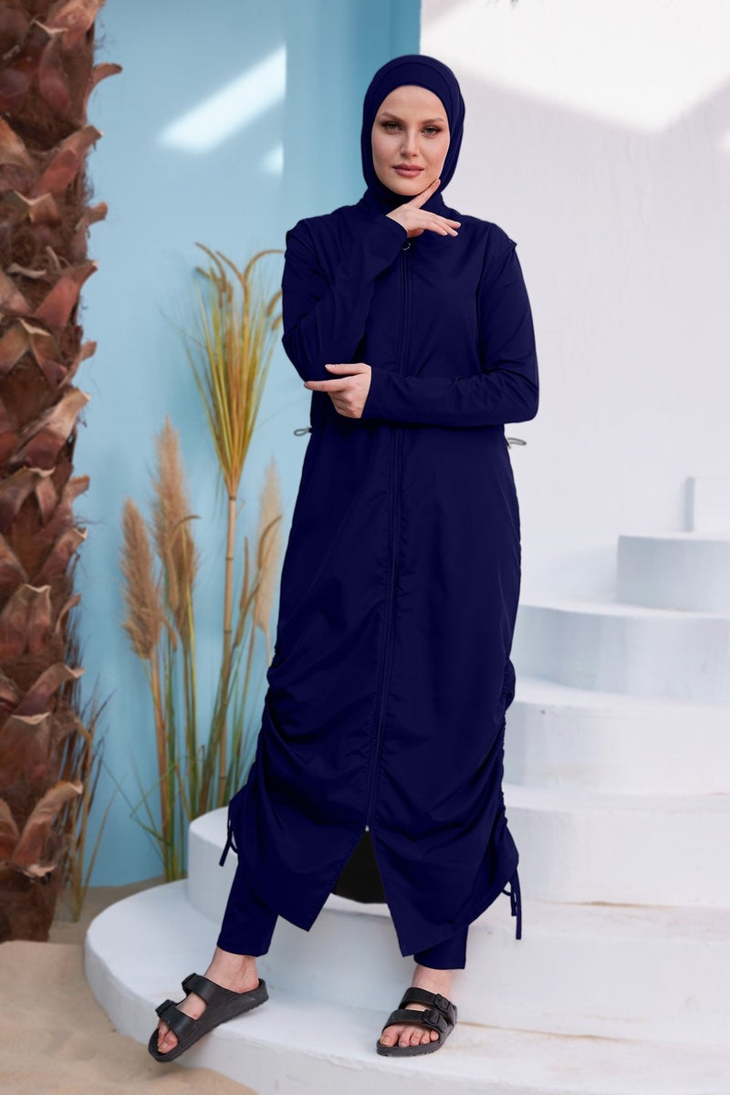 Remsa Mayo Remsa Swimsuit Remsa Design Full Covered Hijab Swimsuit Full Length Long Length R027 Fatma Navy Blue  - Image 2