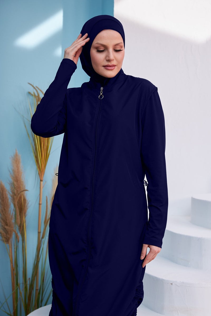 Remsa Mayo Remsa Swimsuit Remsa Design Full Covered Hijab Swimsuit Full Length Long Length R027 Fatma Navy Blue  - Image 5