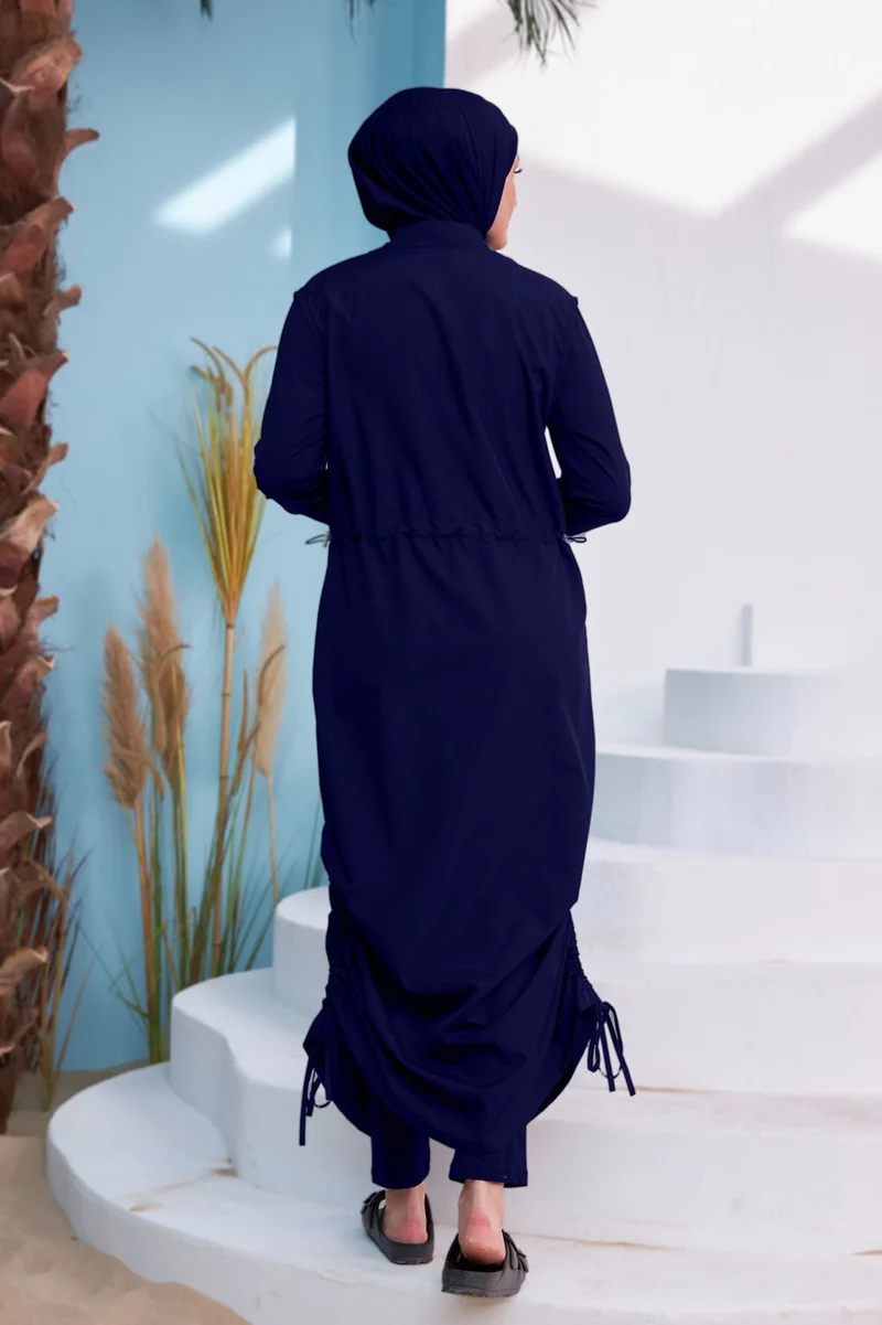 Remsa Mayo Remsa Swimsuit Remsa Design Full Covered Hijab Swimsuit Full Length Long Length R027 Fatma Navy Blue