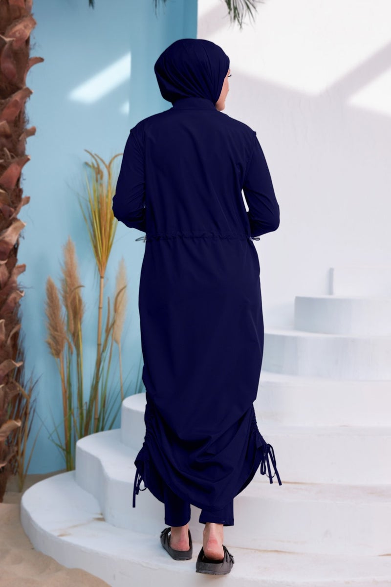 Remsa Mayo Remsa Swimsuit Remsa Design Full Covered Hijab Swimsuit Full Length Long Length R027 Fatma Navy Blue  - Image 3
