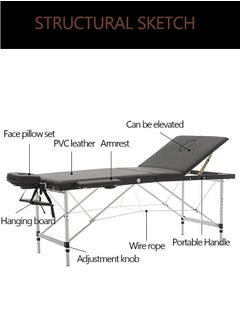 JCB CHIC Portable Massage Bed, Foldable Massage Table, Adjustable Lash Bed Tattoo Table, Aluminum Frame  Height Adjustable Salon Spa Table with Carry Case  - Image 5