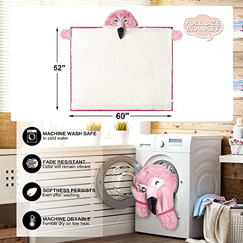 Happy Fuel Flamingo Wearable Hooded Blanket for Adults – Fuzzy Super Soft Warm Cozy Plush Flannel Fleece & Sherpa Hoodie Throw Cloak Wrap - Flamingo Gifts for Women Adults Girls and Kids - Image 5