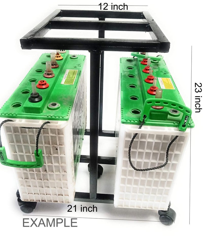 HIMAJI HIMAJI Double UPS Battery Inverter Trolly Stand for Home and Office Flat Tubular Battery in Designer Fiber Sheet 5KG Metal 1inchi Pipe movable Twin Caster Wheel Heavy duty Metal Inverter Trolley with Wheels  - Image 2