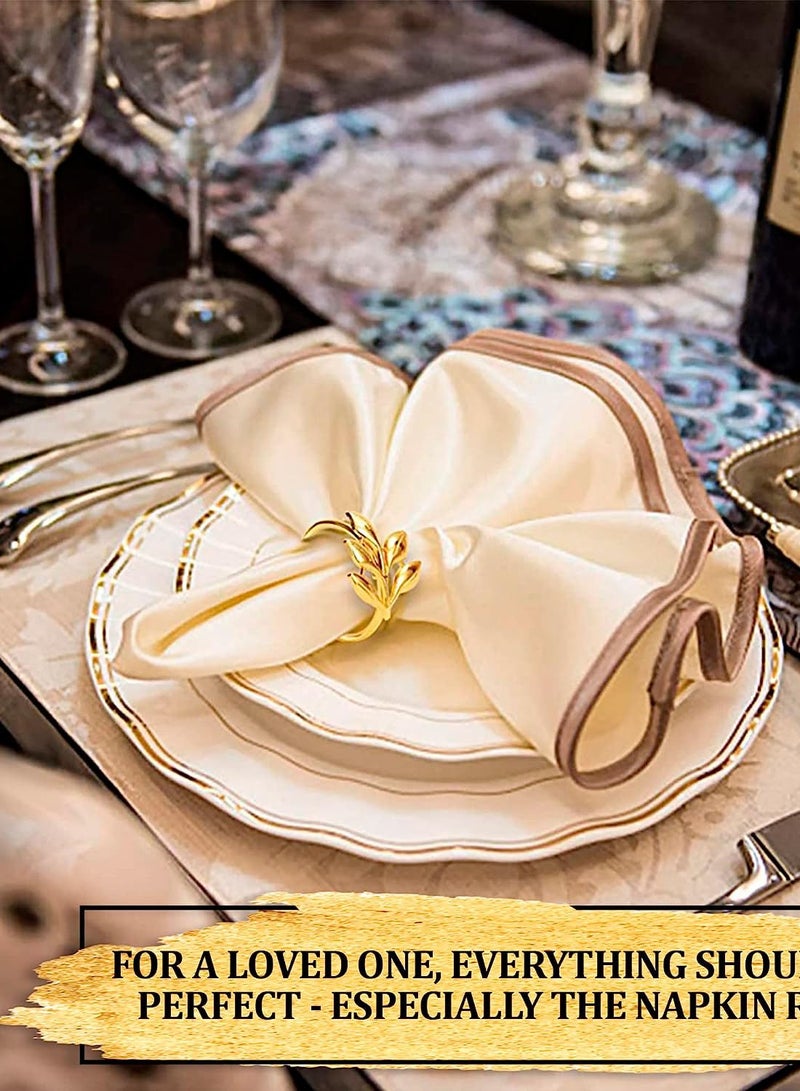 GROWSTEADY 12 Piece gold leaves Napkin Rings  - Image 4