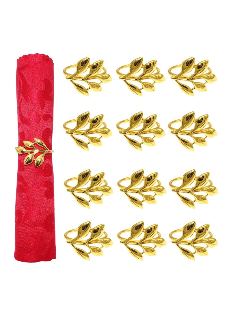 GROWSTEADY 12 Piece gold leaves Napkin Rings  - Image 1