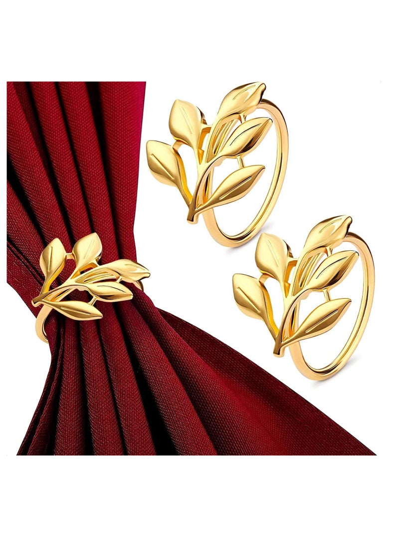 GROWSTEADY 12 Piece gold leaves Napkin Rings  - Image 3