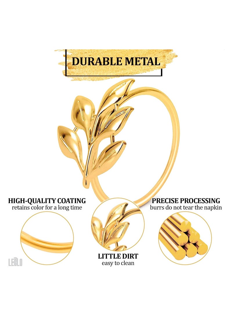 GROWSTEADY 12 Piece gold leaves Napkin Rings  - Image 2