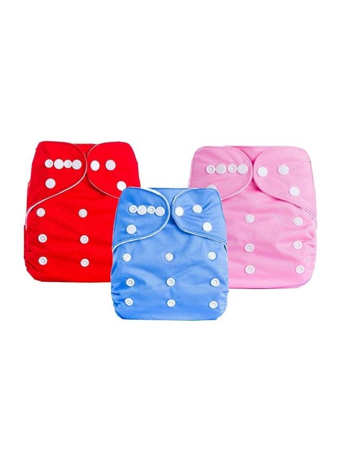 DOMENICO Washable Baby Diaper Premium Cloth Diaper Reusable Adjustable Size Waterproof Pocket Cloth Diaper Nappie (Without Insert) (Pack Of 3)(Assorted Color)  - Image 2