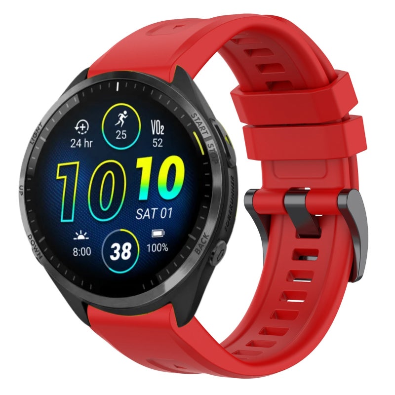 إيروريكس سوار ساعة سريع الفك من السيليكون بإبزيم أسود اللون لأجهزة Garmin Forerunner 965 / 955 / 945 / 935 (أحمر) - Image 1