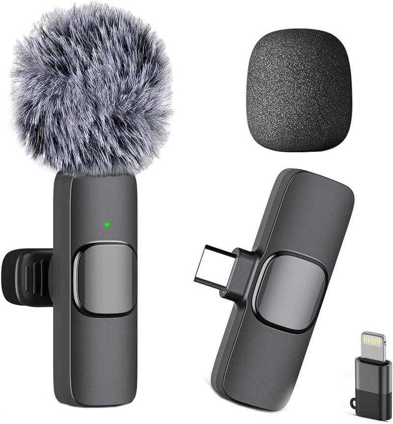 AMBLIC New Furry K8 Mic Wireless Lavalier Microphone with Noise Canceling Microphone for Collar Compatible with All Smartphones for Podcast, Vlogging, Clip-on for YouTube, Singing, Video Recording - Image 1