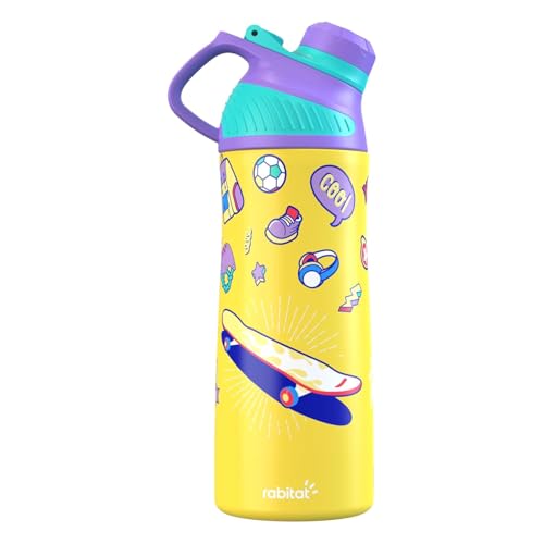 Rabitat ZYLO 550ml Kids Water Bottle for School | 2-Year Brand Warranty | Magnetic Flip Cap, Leakproof | Triple Insulated Stainless Steel Thermosteel Flask | 24 Hrs Hot & Cold | Spunky - Image 1