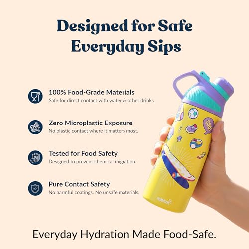 Rabitat ZYLO 550ml Kids Water Bottle for School | 2-Year Brand Warranty | Magnetic Flip Cap, Leakproof | Triple Insulated Stainless Steel Thermosteel Flask | 24 Hrs Hot & Cold | Spunky - Image 2