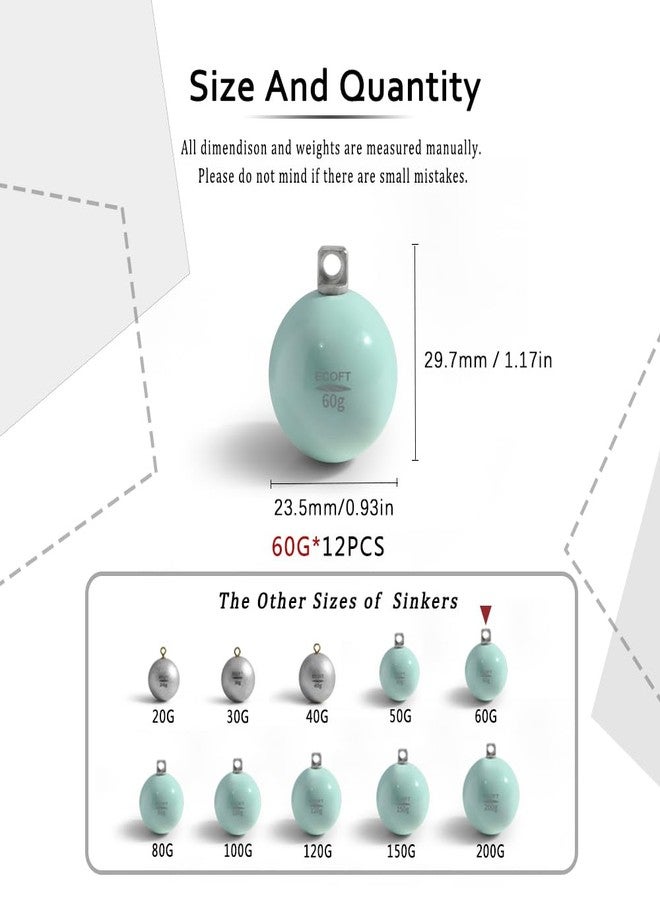 ECOFT Alloy Steel Fishing Weights Sinkers 20g-200g Coated Egg Sinkers Cannonball Weights Assorted Sizes Bag and Fish Weights Assortment Box Non-Lead Fishing Weights Saltwater Freshwater - Image 2