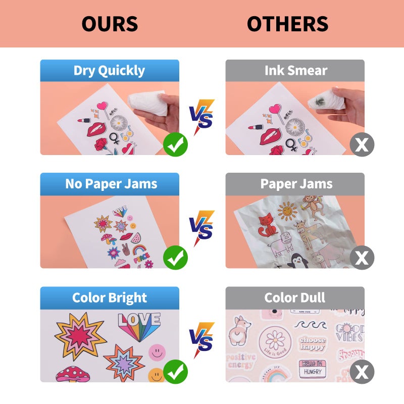 HTVRONT Printable Vinyl Sticker Paper - 30 Sheets Glossy Waterproof Sticker Paper for Inkjet Printer & Laser Printer, Dries Quickly & Tear Resistant 8.5"x11" - Image 3