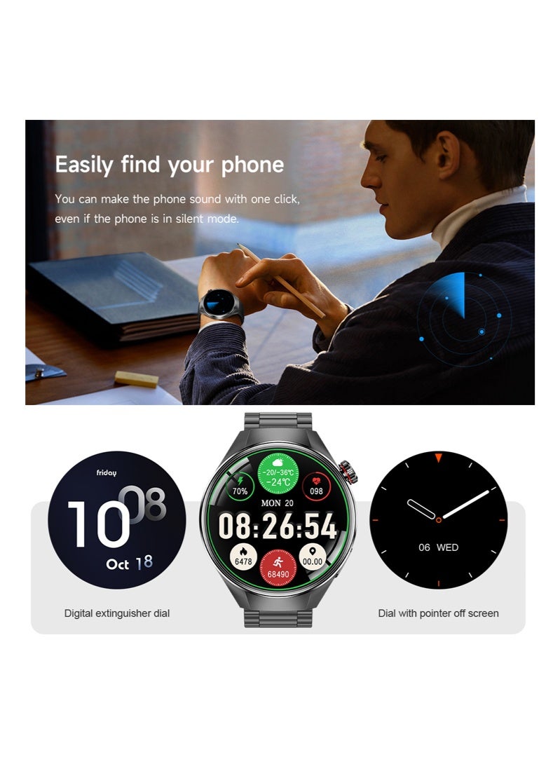 RollsTimi  Men's Fashion Smart Watch, Bluetooth Call, 1.75"AMOLED Screen, Multi-Dimensional Health Monitoring, Sports Mode, Compass, IP67 Waterproof, Long-Lasting Battery Life G5PIUS Black Steel - Image 2