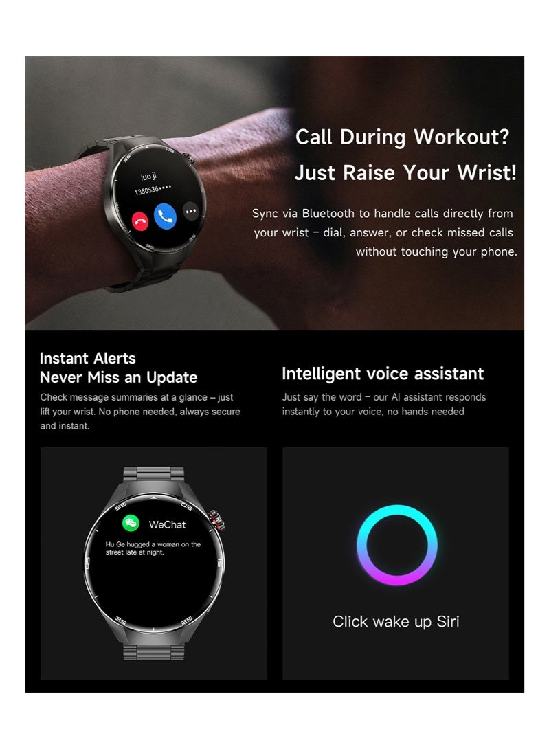 RollsTimi  Men's Fashion Smart Watch, Bluetooth Call, 1.75"AMOLED Screen, Multi-Dimensional Health Monitoring, Sports Mode, Compass, IP67 Waterproof, Long-Lasting Battery Life G5PIUS Black Steel - Image 5