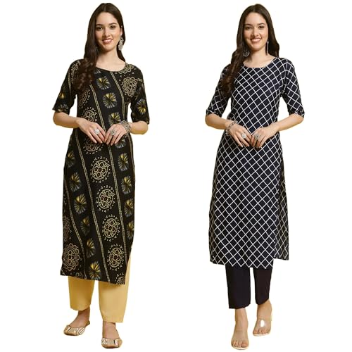 Tee Projekt Straight Kurta & Pant for Women Ethnic Kurta Set for Women (Pack of 2) - Image 1