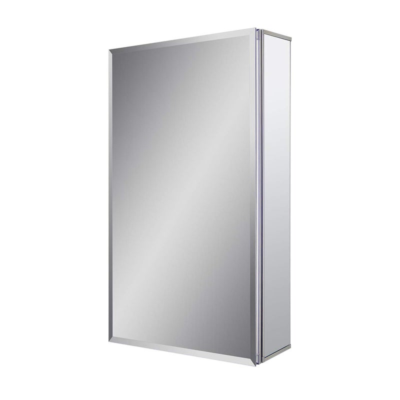 Fundin Aluminum Bathroom Medicine Cabinet with Framless Double Sided Mirror Door15 Inch x 24 Inch Recess or Surface Mount, Silver - Image 2