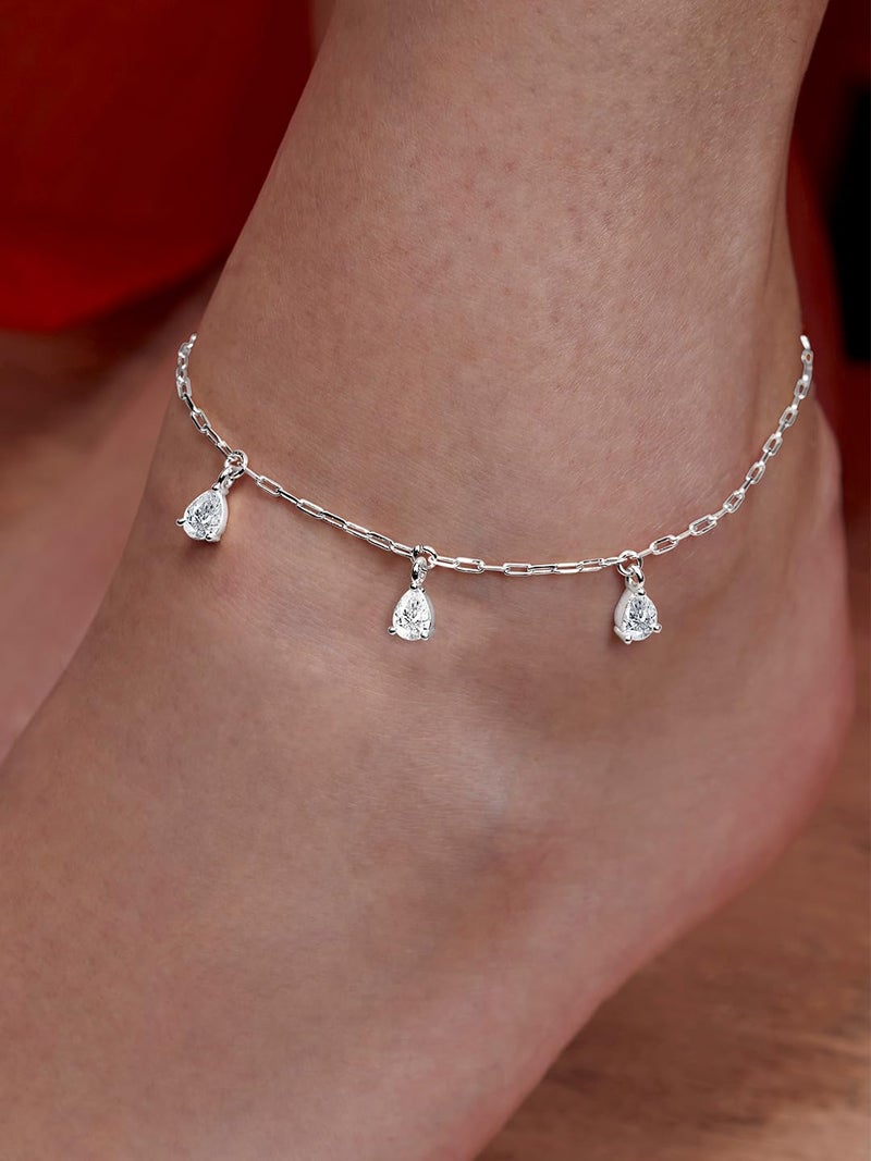 MINUTIAE Silver-Plated Motif Chain Anklet for Women's & Girls_MNT0388PD_S - Image 2