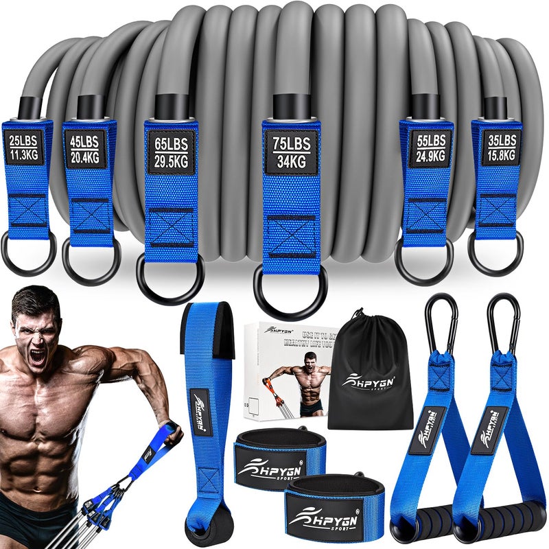 HPYGN Resistance Bands, Weight Bands with Handles, Ankle Straps, Door Anchor, Exercise Equipment for Muscle Training, Heavy Duty Workout Bands Strength Training Equipment for Men - Image 1