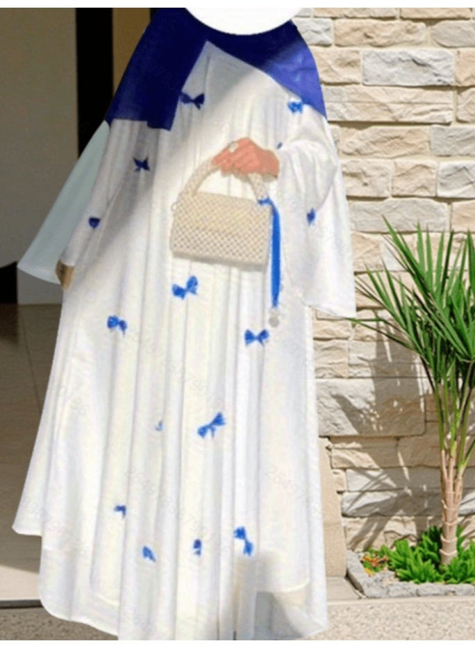 Middle Eastern Arab women's new Dubai loose flared sleeve bow robe dress - Image 2