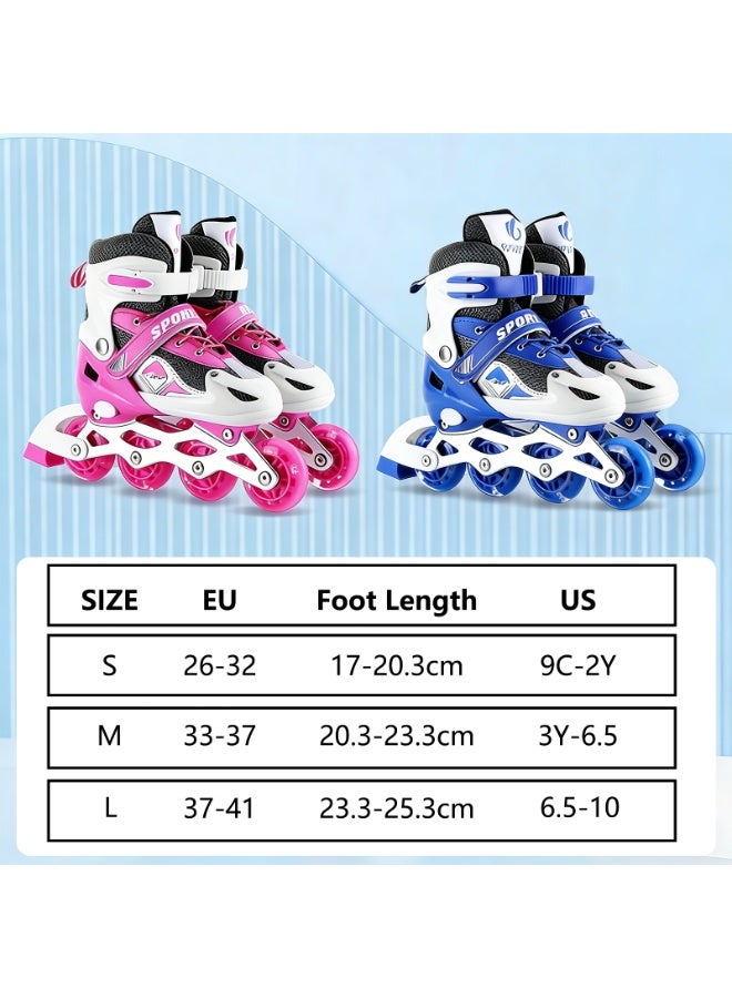 VTERLY Adjustable Inline Skates for Boys Girls Ages 4-12 with Single Light Up Wheels, Roller Skates Blades for Youth Kids Indoor & Outdoor Beginners - Pink - S (EUR26-32) - Image 2