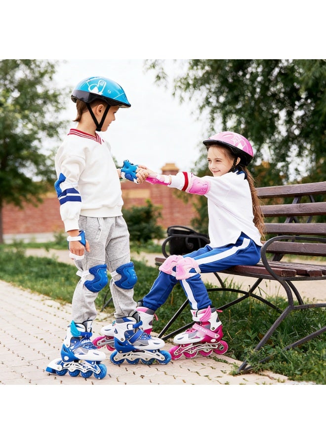 VTERLY Adjustable Inline Skates for Boys Girls Ages 4-12 with Single Light Up Wheels, Roller Skates Blades for Youth Kids Indoor & Outdoor Beginners - Pink - S (EUR26-32) - Image 5