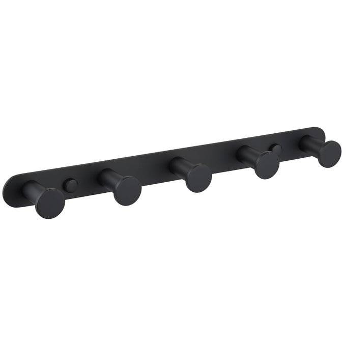TOWEL HOOK RACK MATTE BLACK SUS304 STAINLESS STEEL BATHROOM HOOK RAIL 5 HOOKS UTILITY KITCHEN TOWEL HOLDER WALL MOUNT