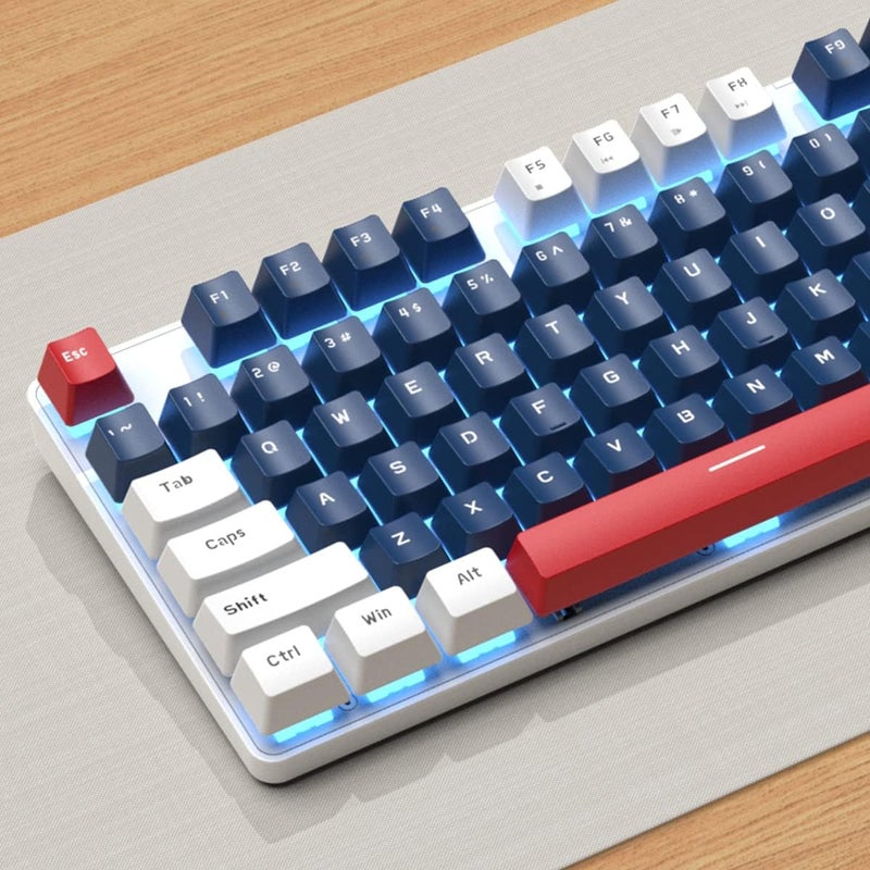 Merdia Mechanical Gaming Keyboard | Wired Gaming Keyboard | White Backlit Keyboard with Red Switches and 104 Keys | Hot Swappable Mechanical Keyboard | Mechanical Keyboard, Gaming Keyboards, Blue/White/Red - Image 4