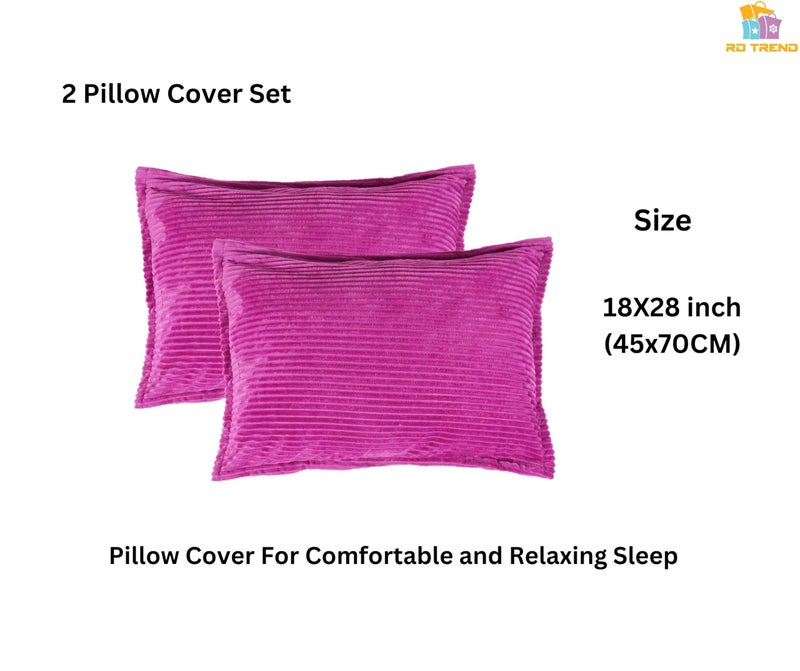 RD TREND 190 GSM Flannel Warm Bedsheets for Winter Double Flat Size (90 x 100 Inches) with 2 Pillow Cover Size (18x28 Inches) Color-Dark Pink, Striped - Image 4