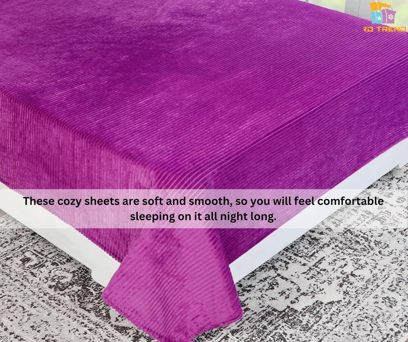 RD TREND 190 GSM Flannel Warm Bedsheets for Winter Double Flat Size (90 x 100 Inches) with 2 Pillow Cover Size (18x28 Inches) Color-Dark Pink, Striped - Image 5