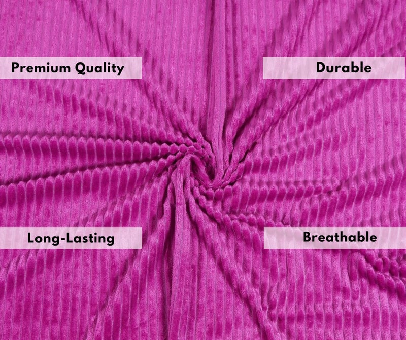 RD TREND 190 GSM Flannel Warm Bedsheets for Winter Double Flat Size (90 x 100 Inches) with 2 Pillow Cover Size (18x28 Inches) Color-Dark Pink, Striped - Image 3