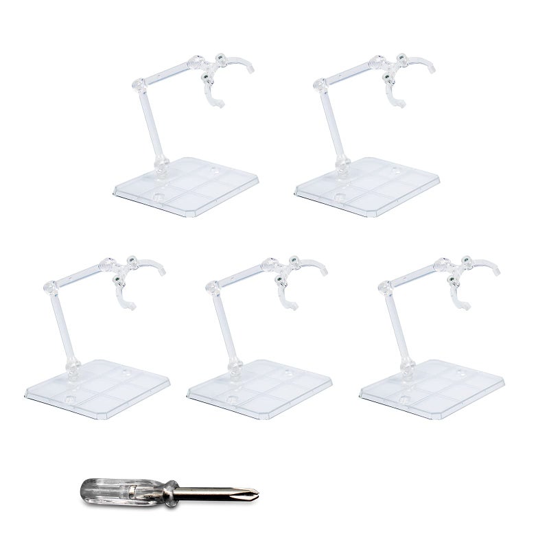 POMER Action Figure Stand 5 Pcs Transparent Assembly Action Figure Display Holder Base Model Support Stand Compatible with 6 HGRGSD Gundam 1144 Toy with Screwdriver - Image 2