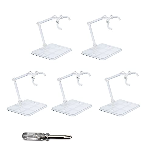 POMER Action Figure Stand 5 Pcs Transparent Assembly Action Figure Display Holder Base Model Support Stand Compatible with 6 HGRGSD Gundam 1144 Toy with Screwdriver - Image 1